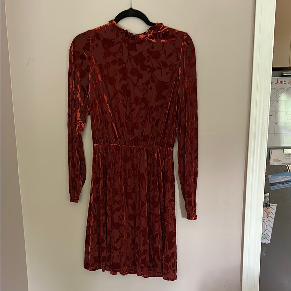 Banana Republic Burgundy Floral Long Sleeve Dress
